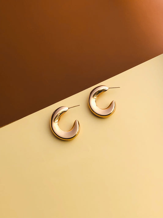 Crescent Moon Hoops Anti-Tarnish Earrings