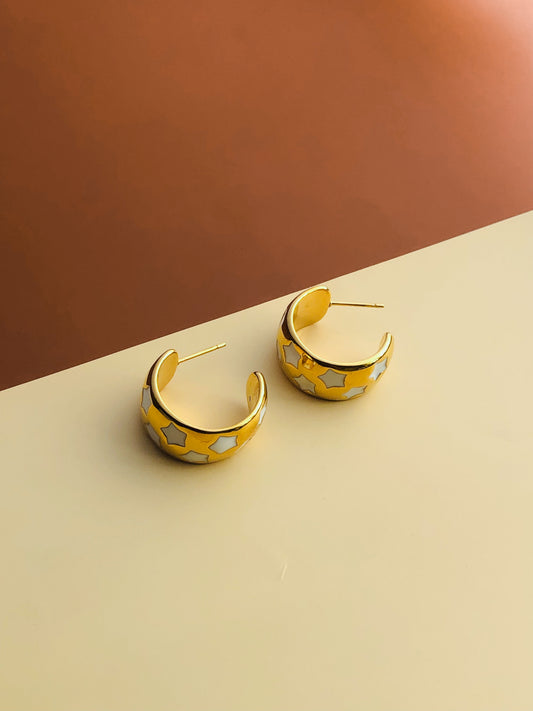 Golden Horizon Half Hoops Anti-Tarnish Earrings