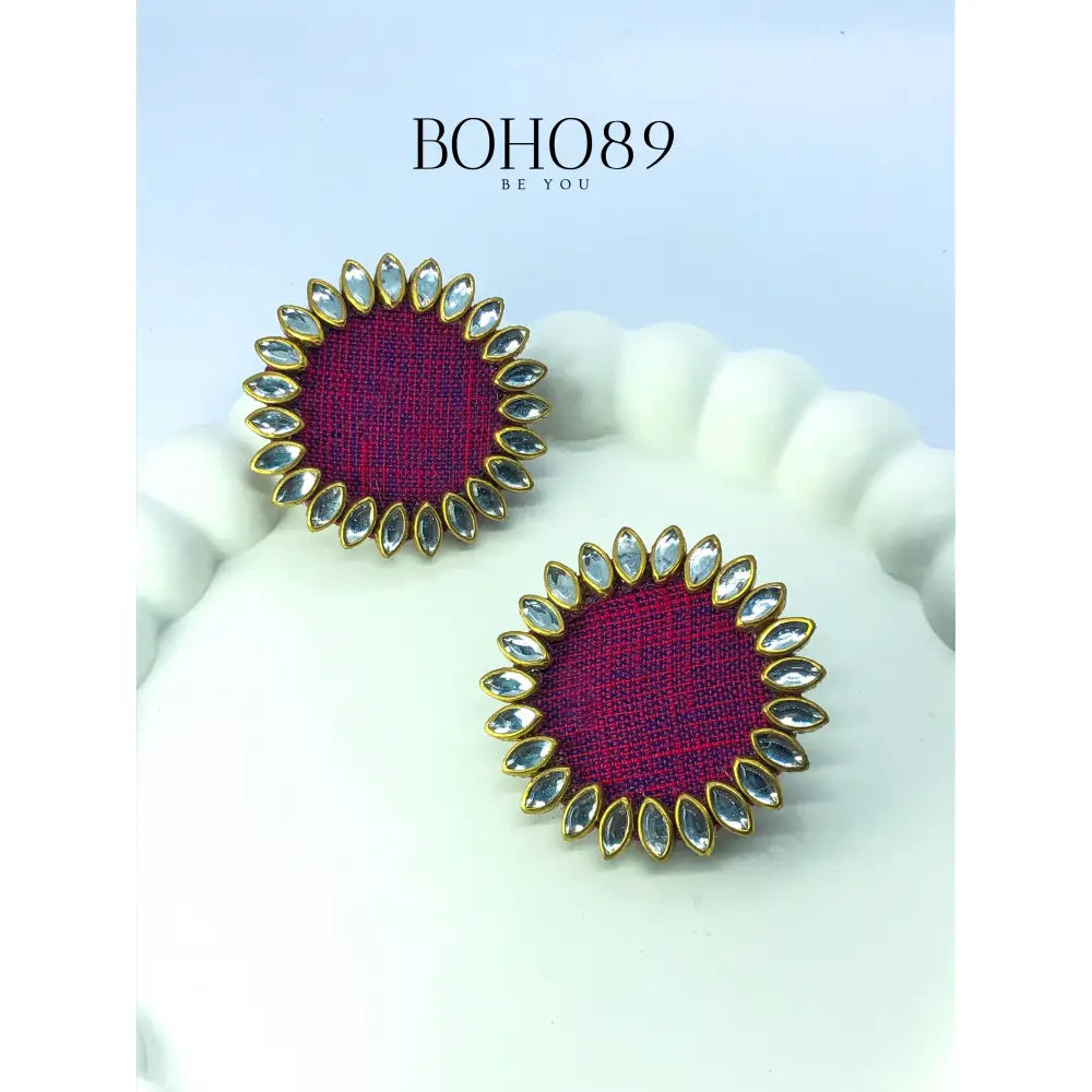 Bindi Studs Fabric Traditional Earring