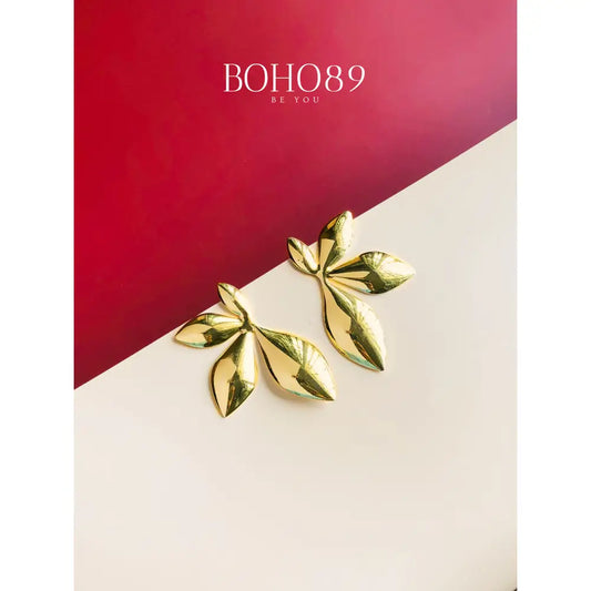 Crimson Elegance Gold Earrings