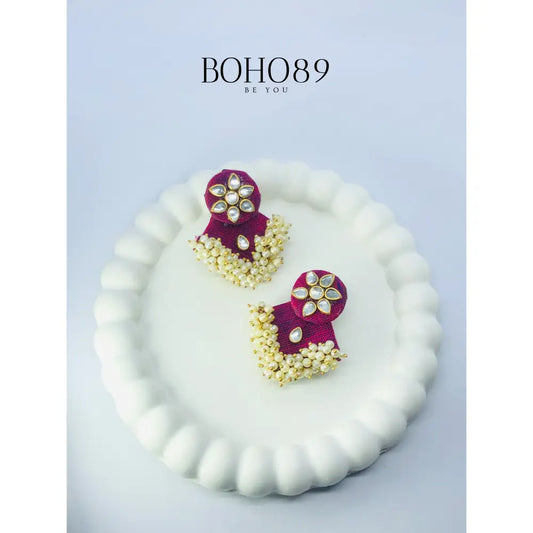 Mehroon Manjari Fabric Traditional Earring